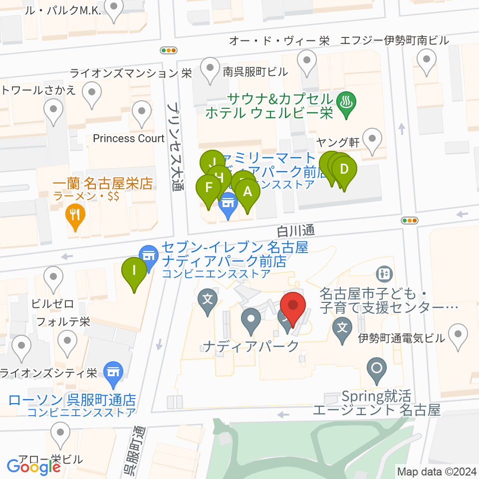 ナディアパーク デザインホール周辺のファミレス・ファーストフード一覧地図