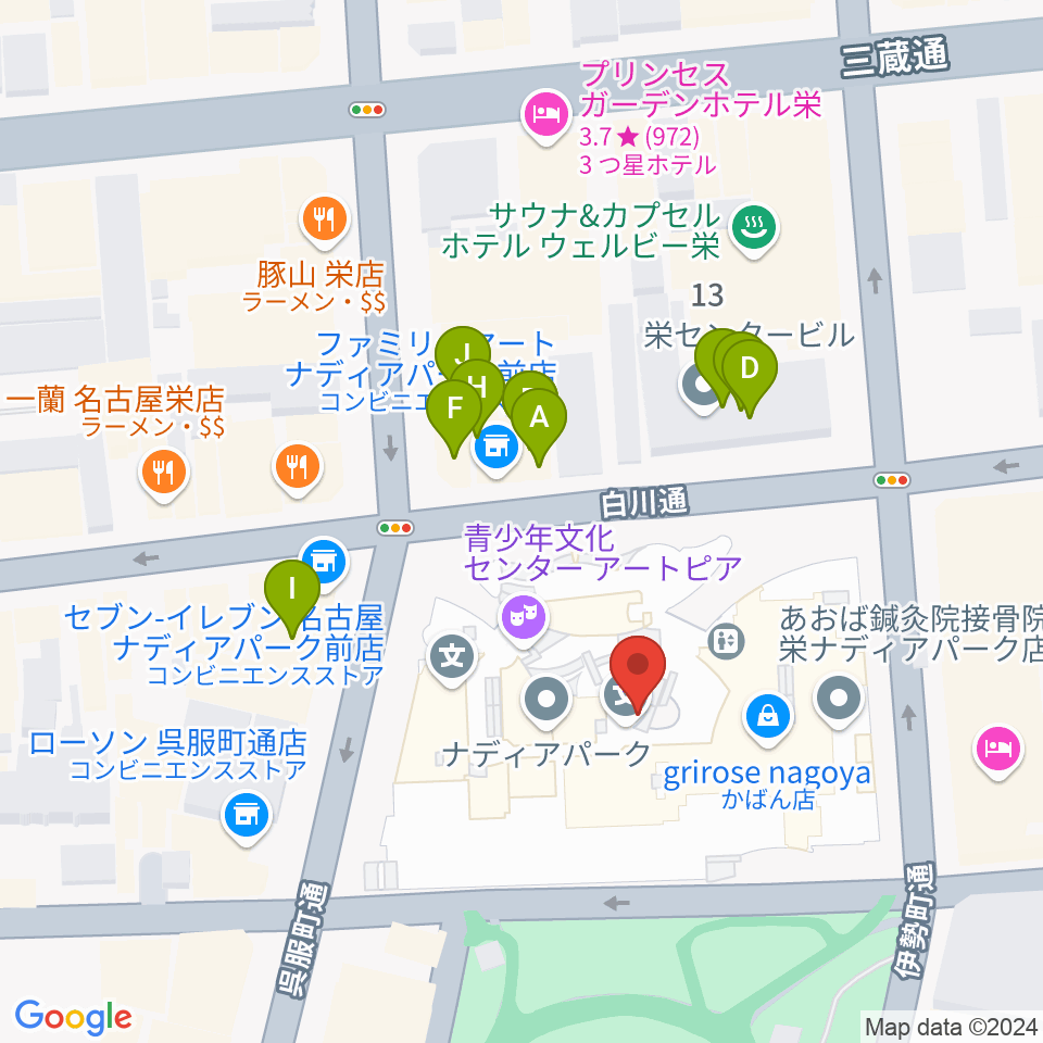 ナディアパーク デザインホール周辺のファミレス・ファーストフード一覧地図