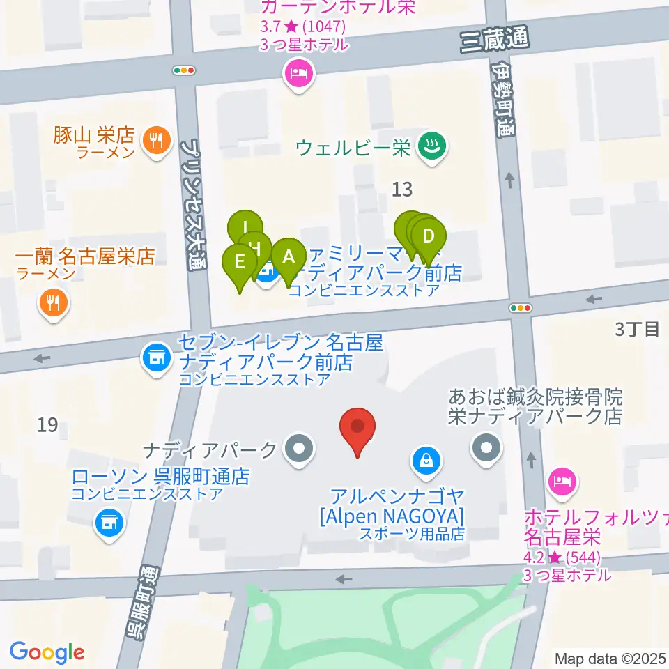 ナディアパーク デザインホール周辺のファミレス・ファーストフード一覧地図