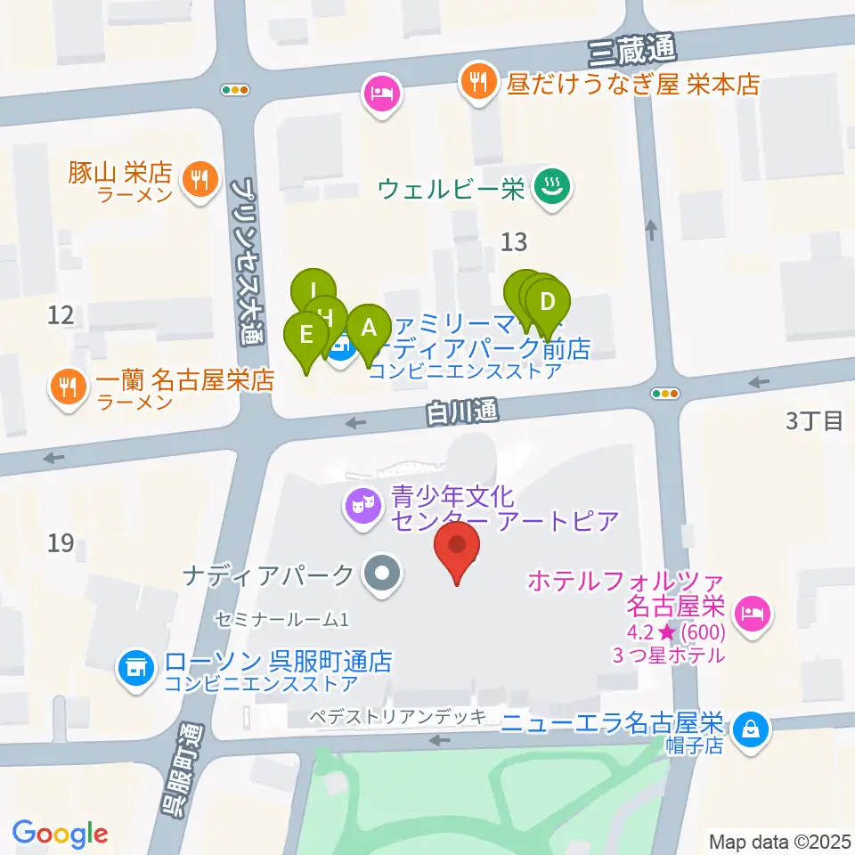 ナディアパーク デザインホール周辺のファミレス・ファーストフード一覧地図