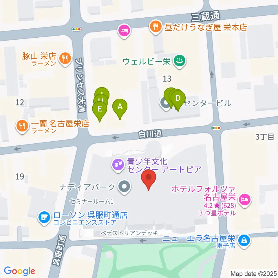 ナディアパーク デザインホール周辺のファミレス・ファーストフード一覧地図