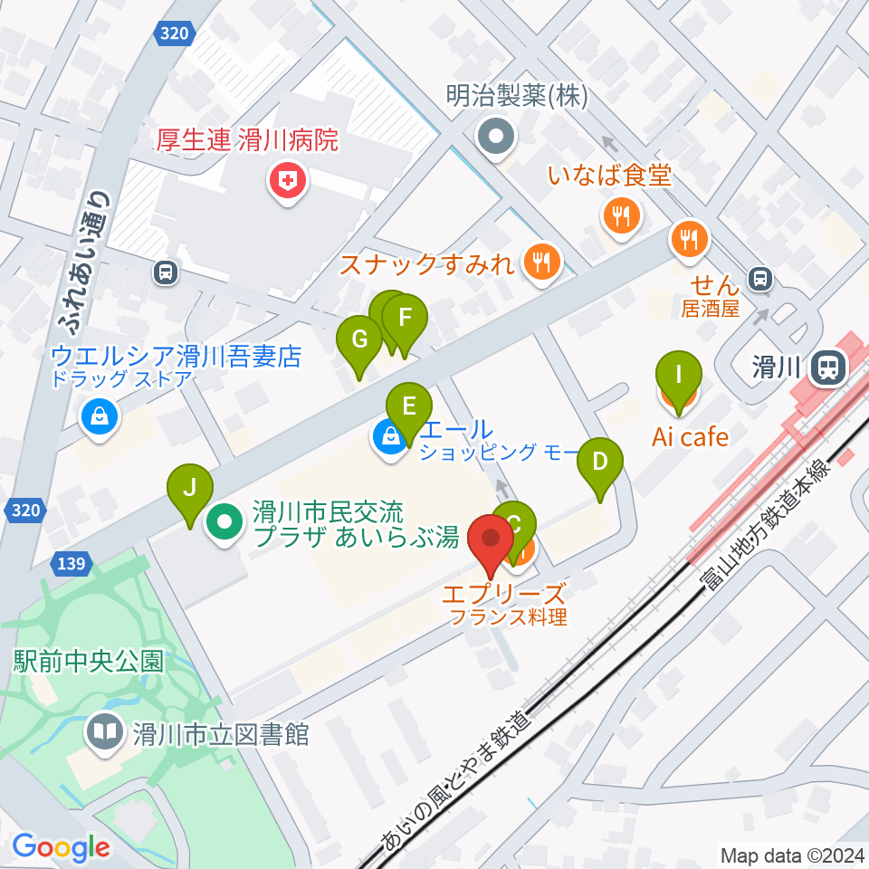 開進堂楽器 MPC滑川周辺のファミレス・ファーストフード一覧地図