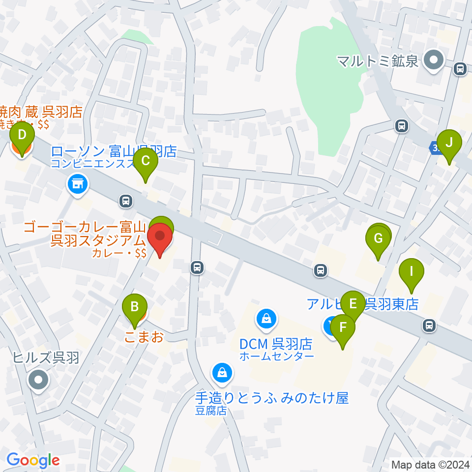 開進堂楽器 MPC呉羽周辺のファミレス・ファーストフード一覧地図