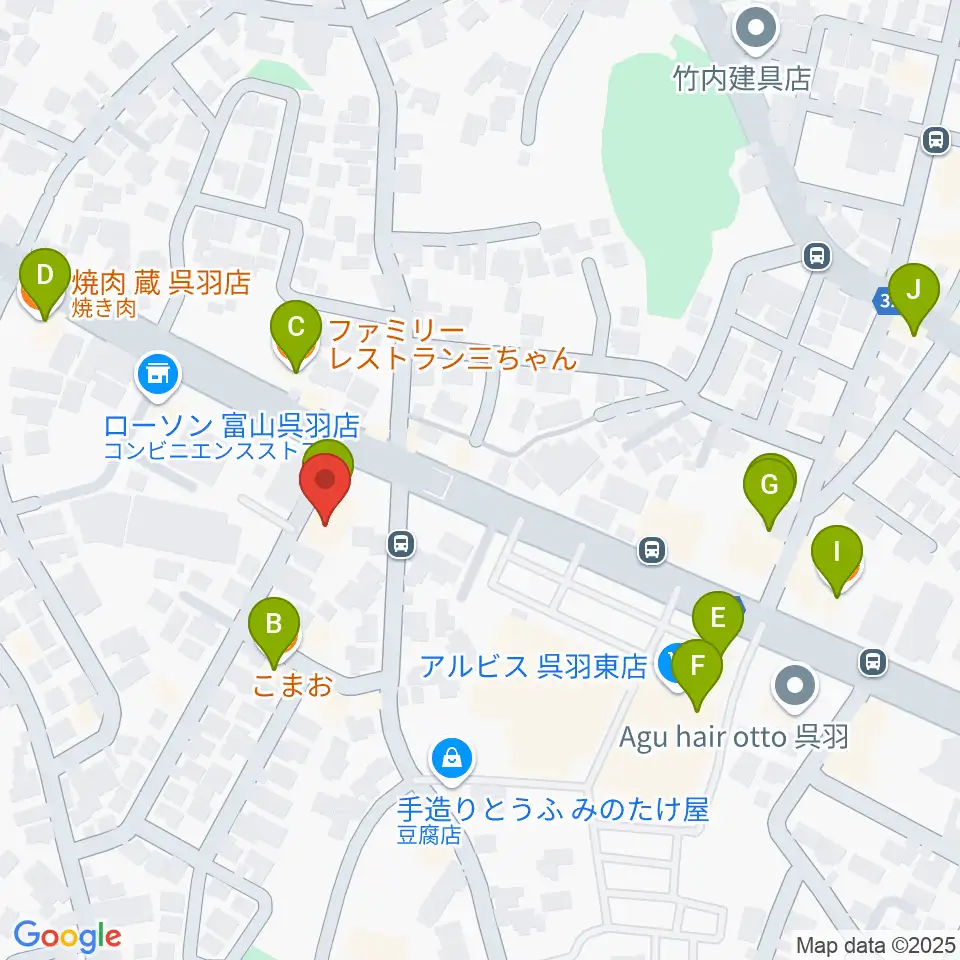 開進堂楽器 MPC呉羽周辺のファミレス・ファーストフード一覧地図
