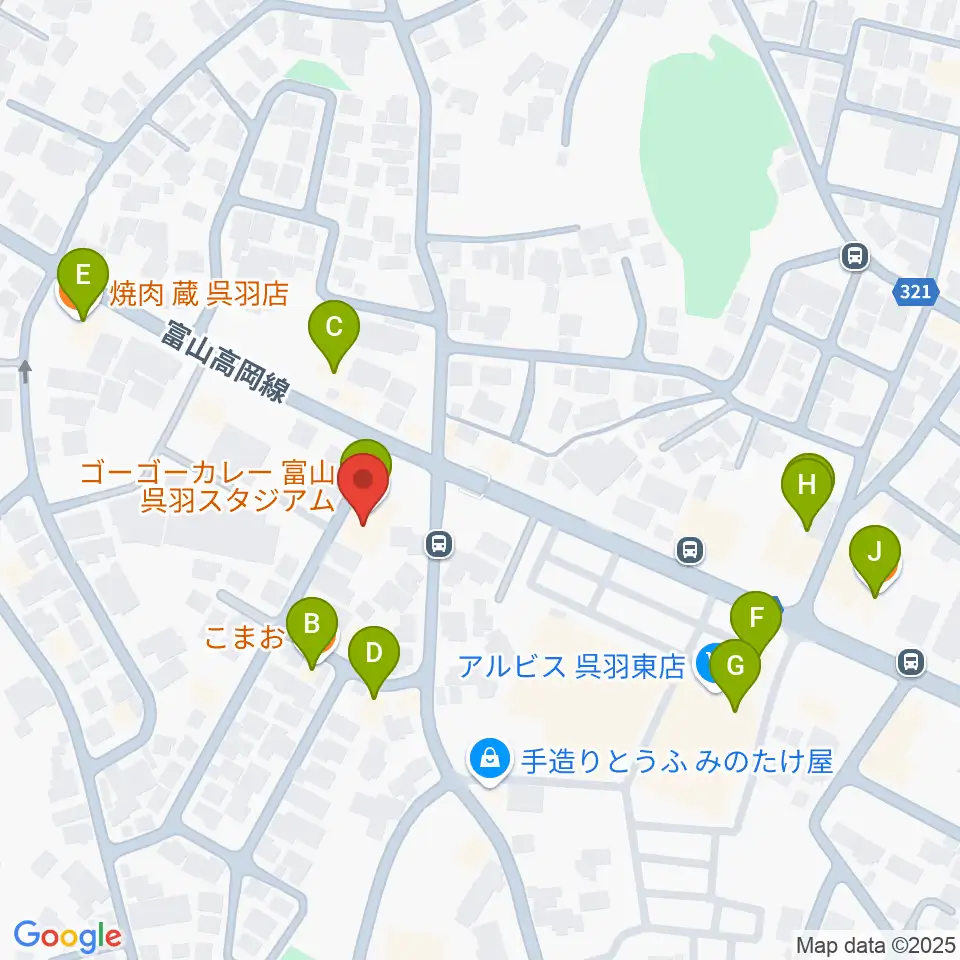開進堂楽器 MPC呉羽周辺のファミレス・ファーストフード一覧地図
