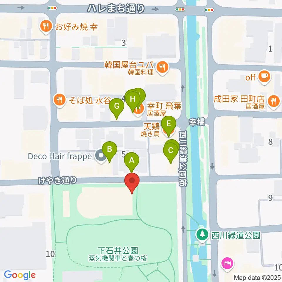 西川アイプラザ周辺のファミレス・ファーストフード一覧地図
