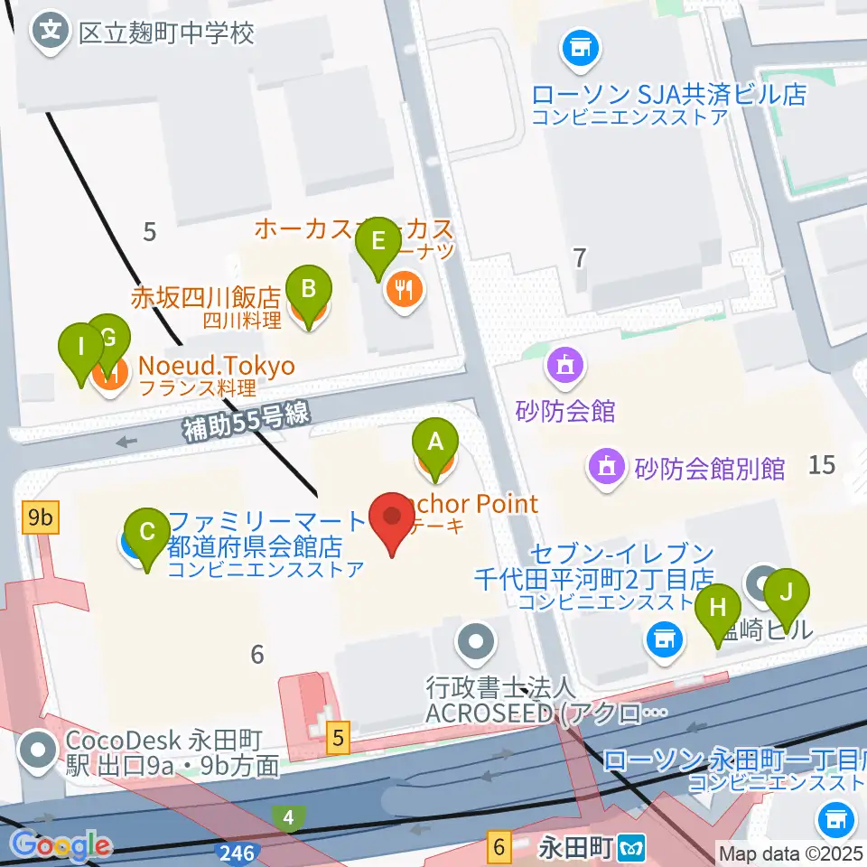 海運クラブ周辺のファミレス・ファーストフード一覧地図