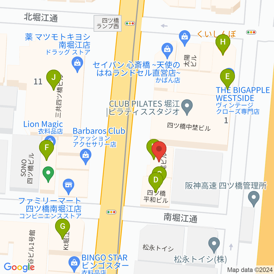 堀江5th street周辺のファミレス・ファーストフード一覧地図