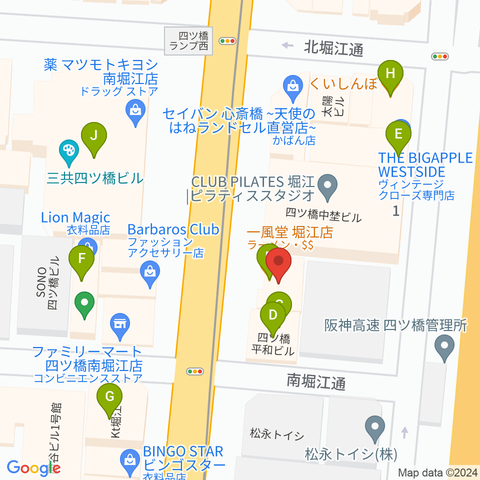 堀江5th street周辺のファミレス・ファーストフード一覧地図