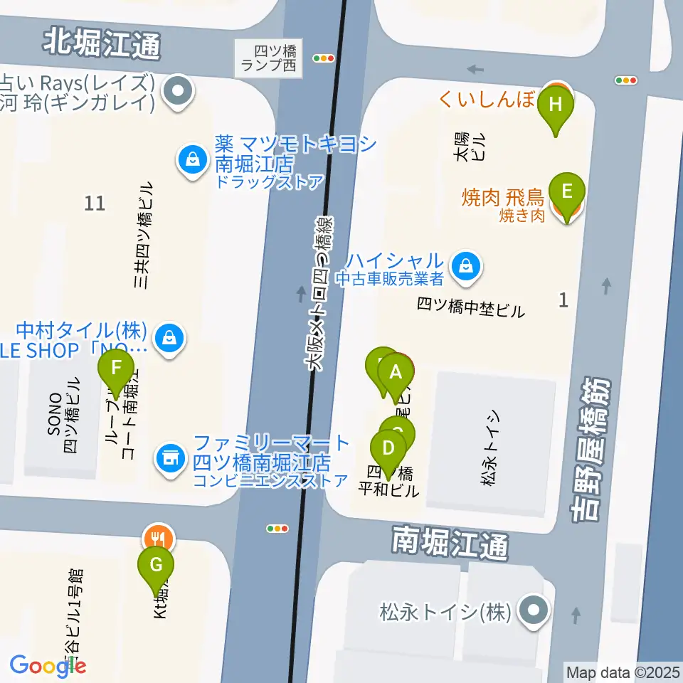 堀江5th street周辺のファミレス・ファーストフード一覧地図