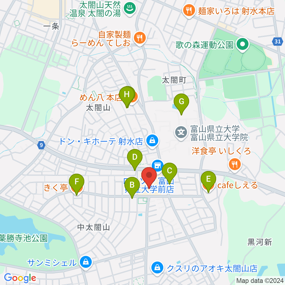 開進堂楽器 MPC太閤山周辺のファミレス・ファーストフード一覧地図