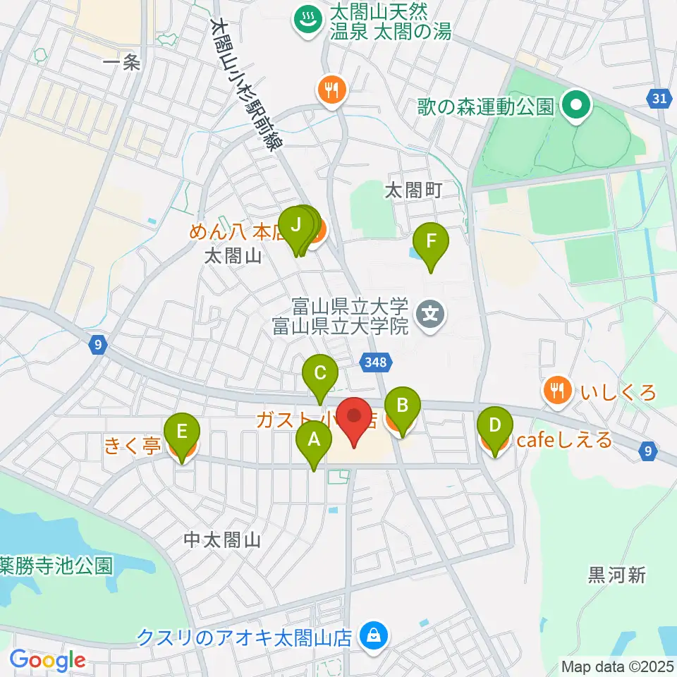 開進堂楽器 MPC太閤山周辺のファミレス・ファーストフード一覧地図