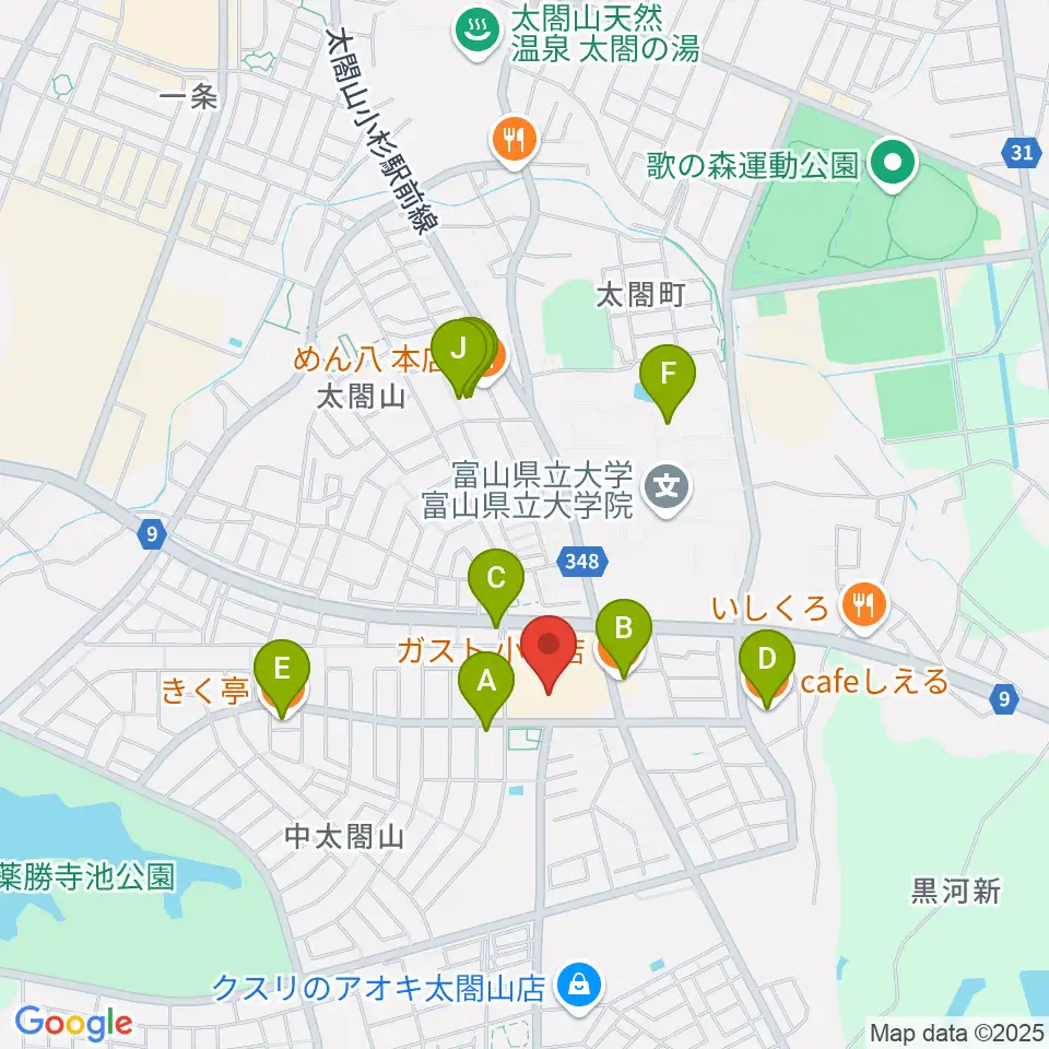 開進堂楽器 MPC太閤山周辺のファミレス・ファーストフード一覧地図