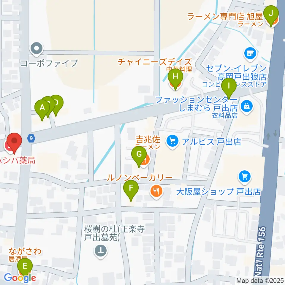 開進堂楽器 MPC戸出周辺のファミレス・ファーストフード一覧地図