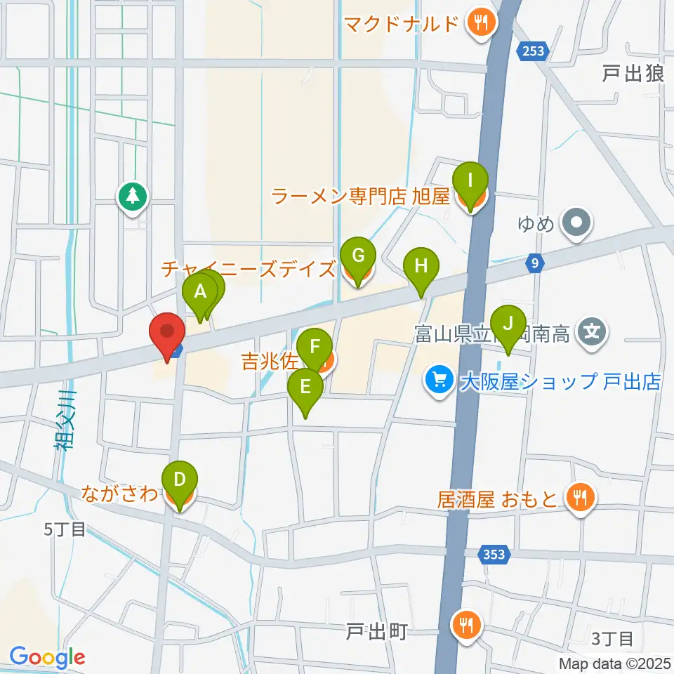 開進堂楽器 MPC戸出周辺のファミレス・ファーストフード一覧地図