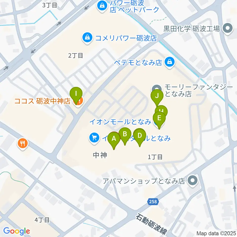 MPC砺波 開進堂楽器周辺のファミレス・ファーストフード一覧地図