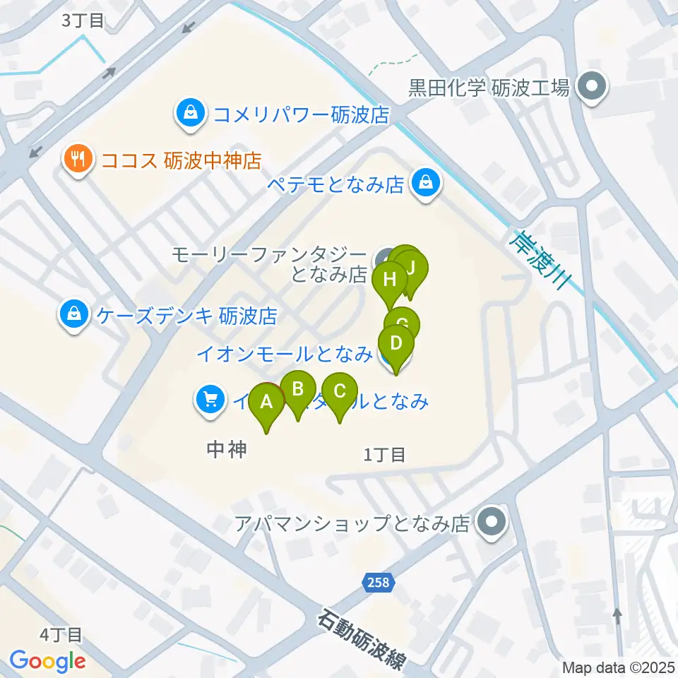 MPC砺波 開進堂楽器周辺のファミレス・ファーストフード一覧地図
