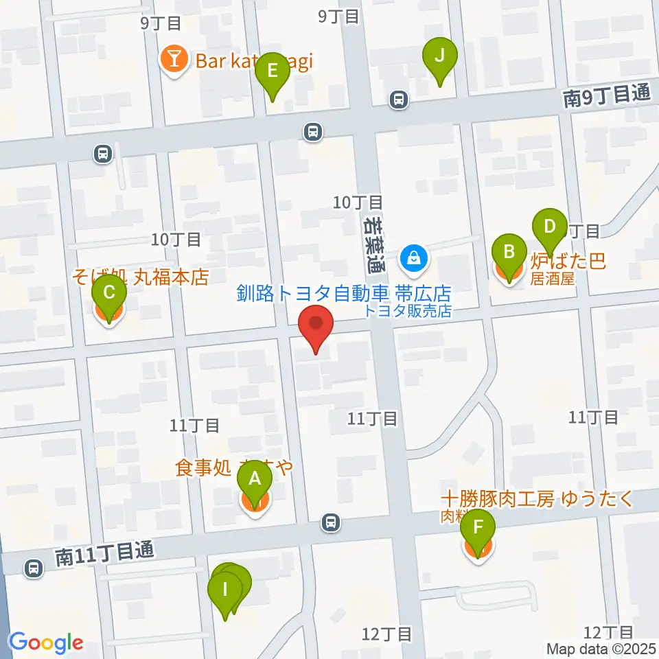 おびひろ市民ラジオ FM WING周辺のファミレス・ファーストフード一覧地図