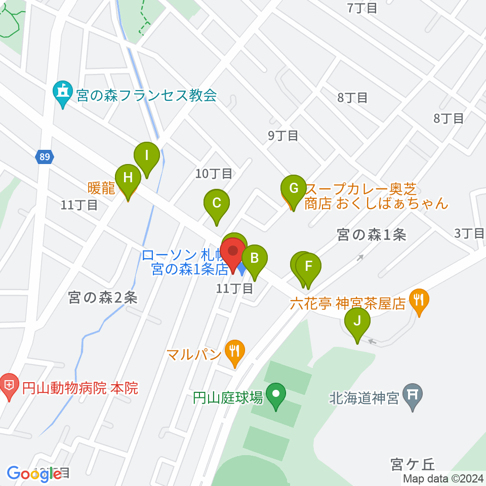 ラジオカロスサッポロ周辺のファミレス・ファーストフード一覧地図