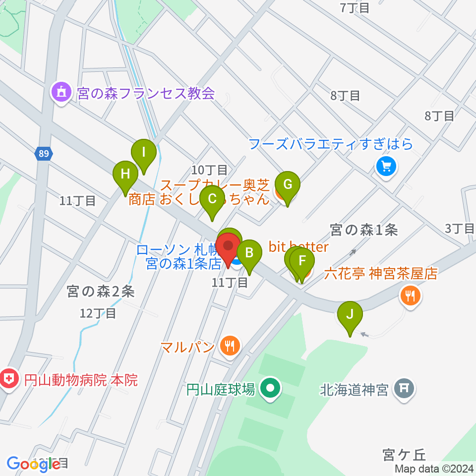 ラジオカロスサッポロ周辺のファミレス・ファーストフード一覧地図