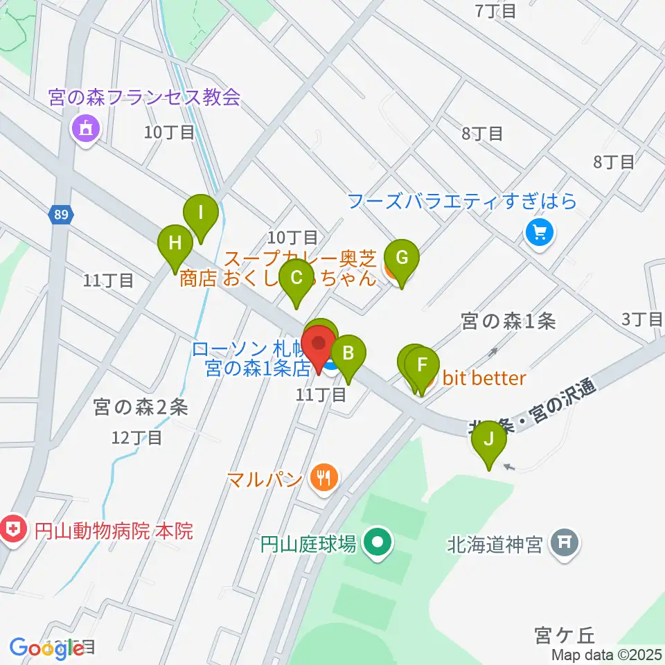 ラジオカロスサッポロ周辺のファミレス・ファーストフード一覧地図