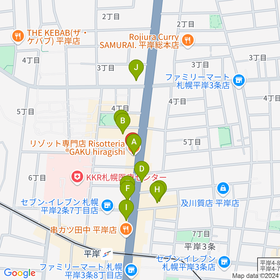 FMアップル周辺のファミレス・ファーストフード一覧地図