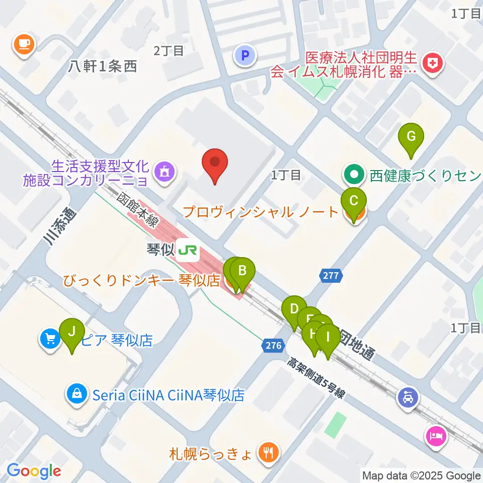 三角山放送局周辺のファミレス・ファーストフード一覧地図