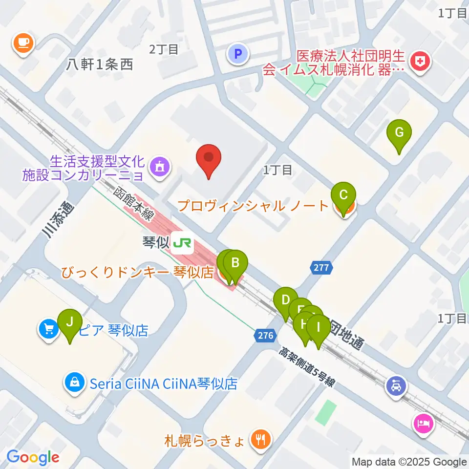 三角山放送局周辺のファミレス・ファーストフード一覧地図