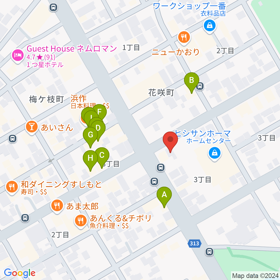 FMねむろ周辺のファミレス・ファーストフード一覧地図