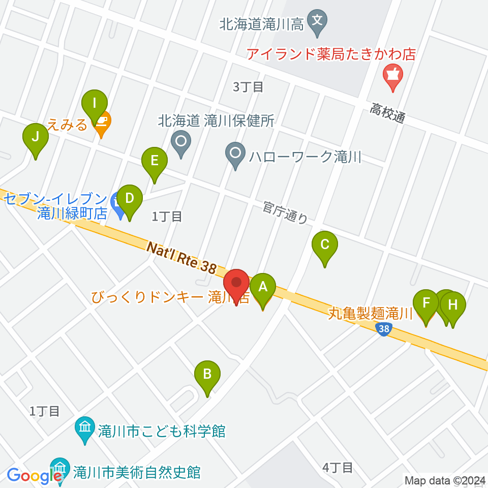 FM G'Sky周辺のファミレス・ファーストフード一覧地図