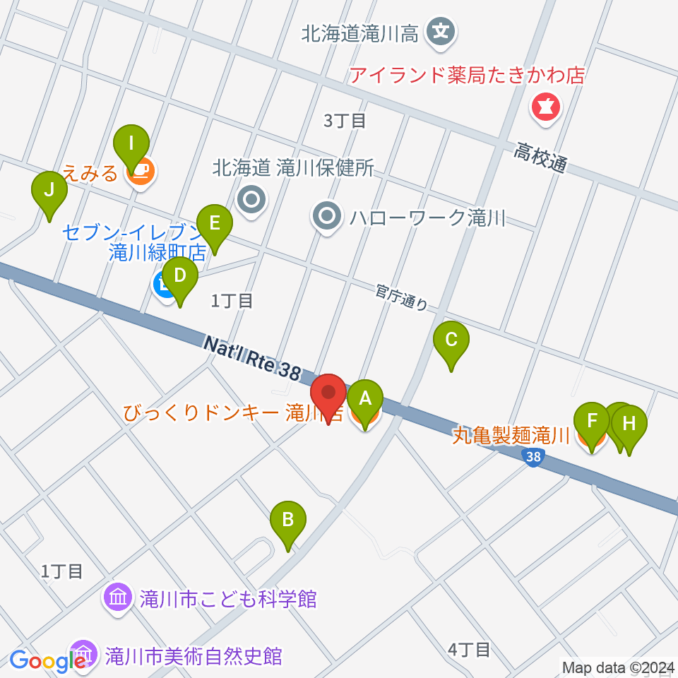 FM G'Sky周辺のファミレス・ファーストフード一覧地図