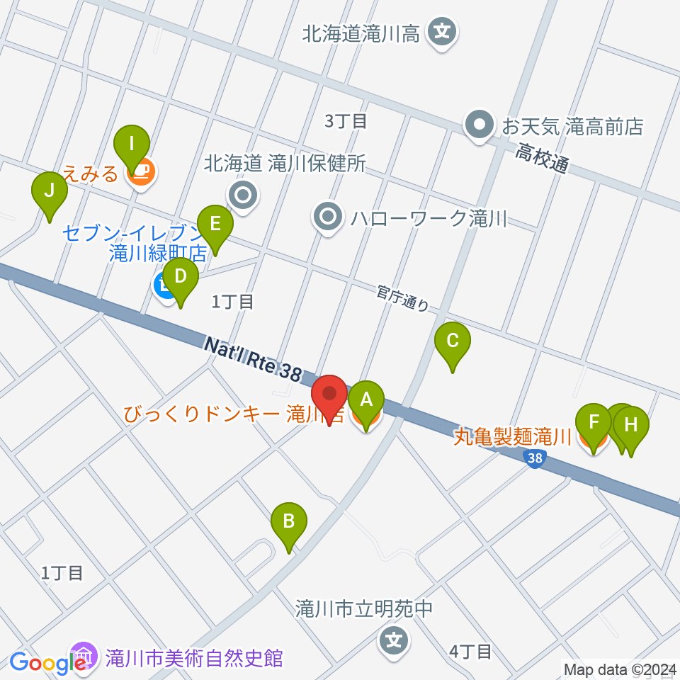 FM G'Sky周辺のファミレス・ファーストフード一覧地図