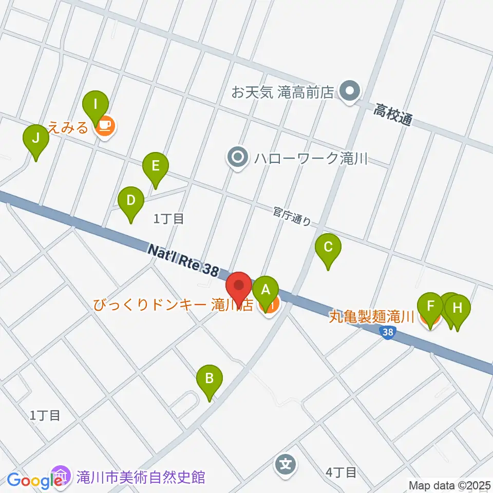 FM G'Sky周辺のファミレス・ファーストフード一覧地図