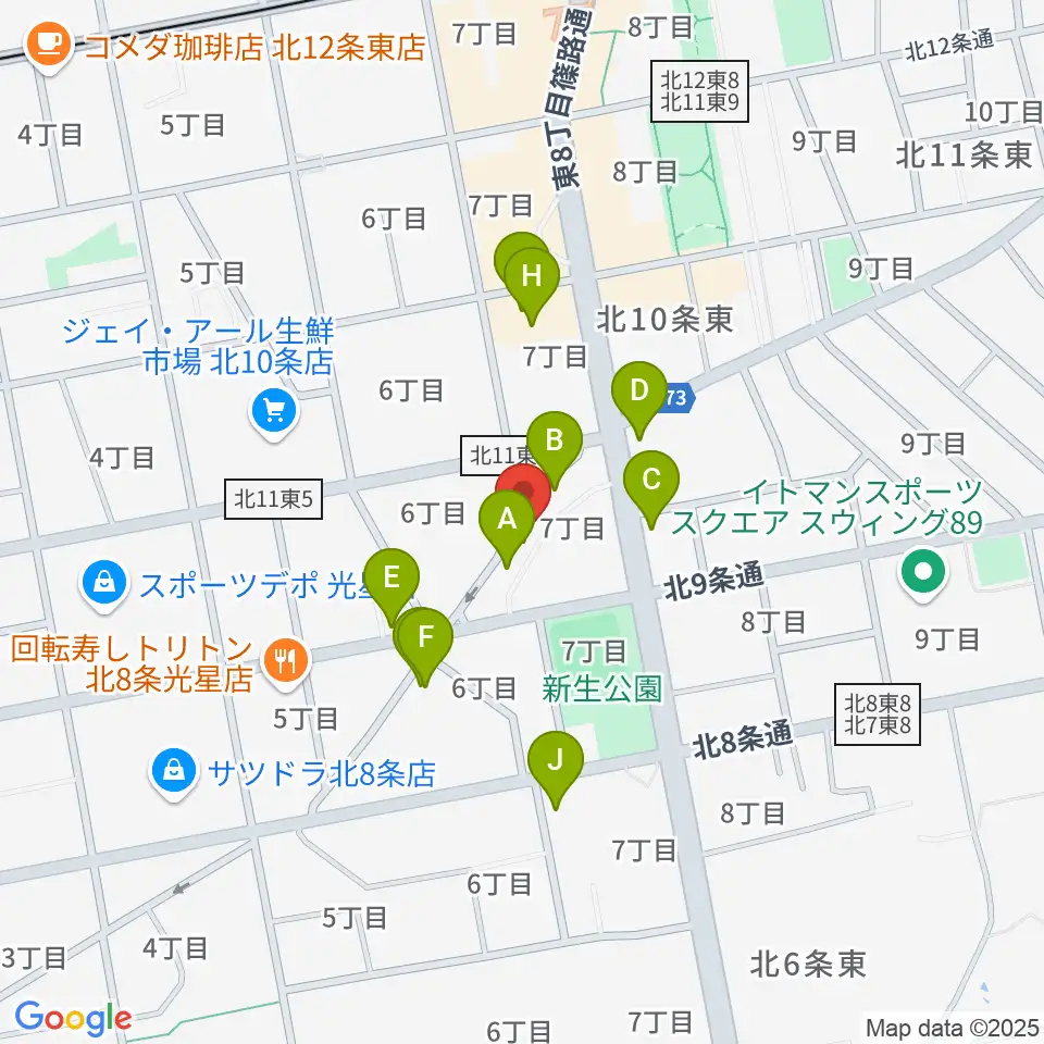 さっぽろ村ラジオ周辺のファミレス・ファーストフード一覧地図
