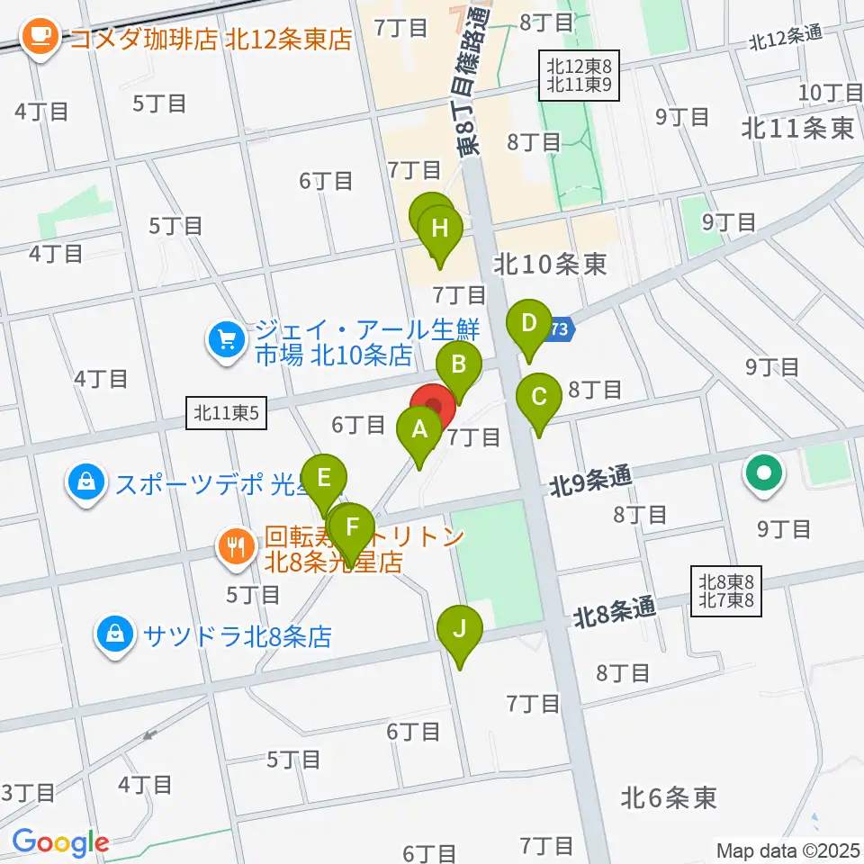 さっぽろ村ラジオ周辺のファミレス・ファーストフード一覧地図