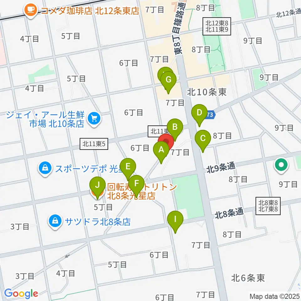 さっぽろ村ラジオ周辺のファミレス・ファーストフード一覧地図