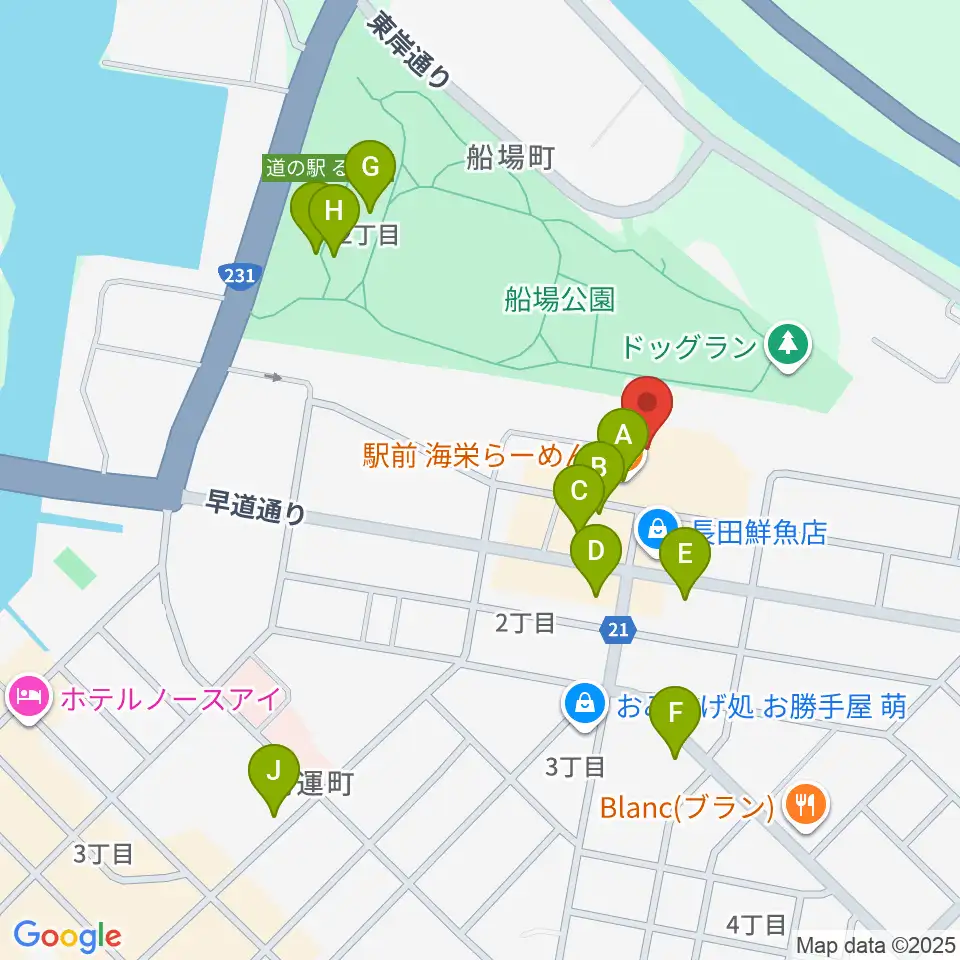 エフエムもえる周辺のファミレス・ファーストフード一覧地図
