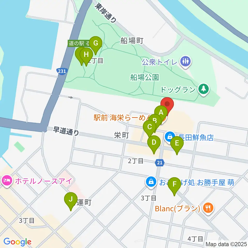 エフエムもえる周辺のファミレス・ファーストフード一覧地図