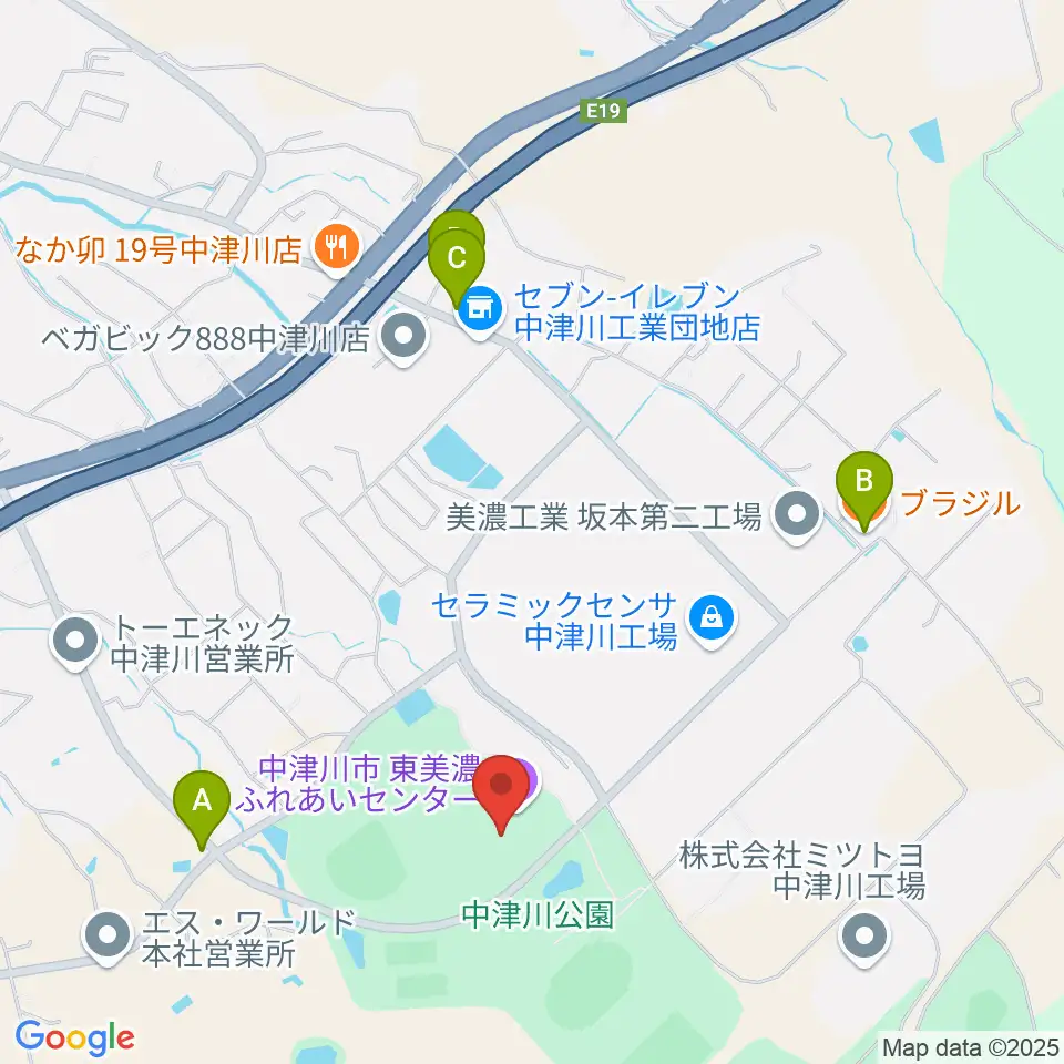 東美濃ふれあいセンター周辺のファミレス・ファーストフード一覧地図