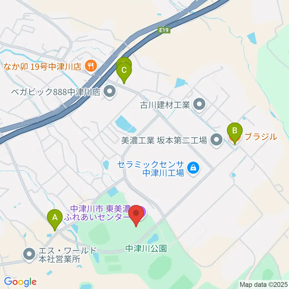 東美濃ふれあいセンター周辺のファミレス・ファーストフード一覧地図