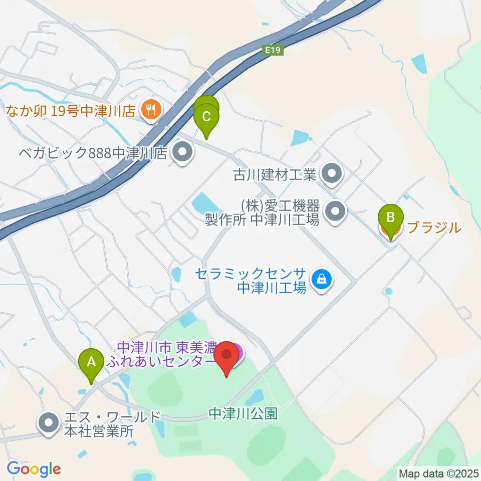 東美濃ふれあいセンター周辺のファミレス・ファーストフード一覧地図