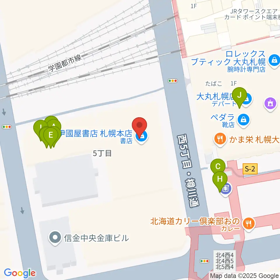 札幌センター ヤマハミュージック周辺のファミレス・ファーストフード一覧地図
