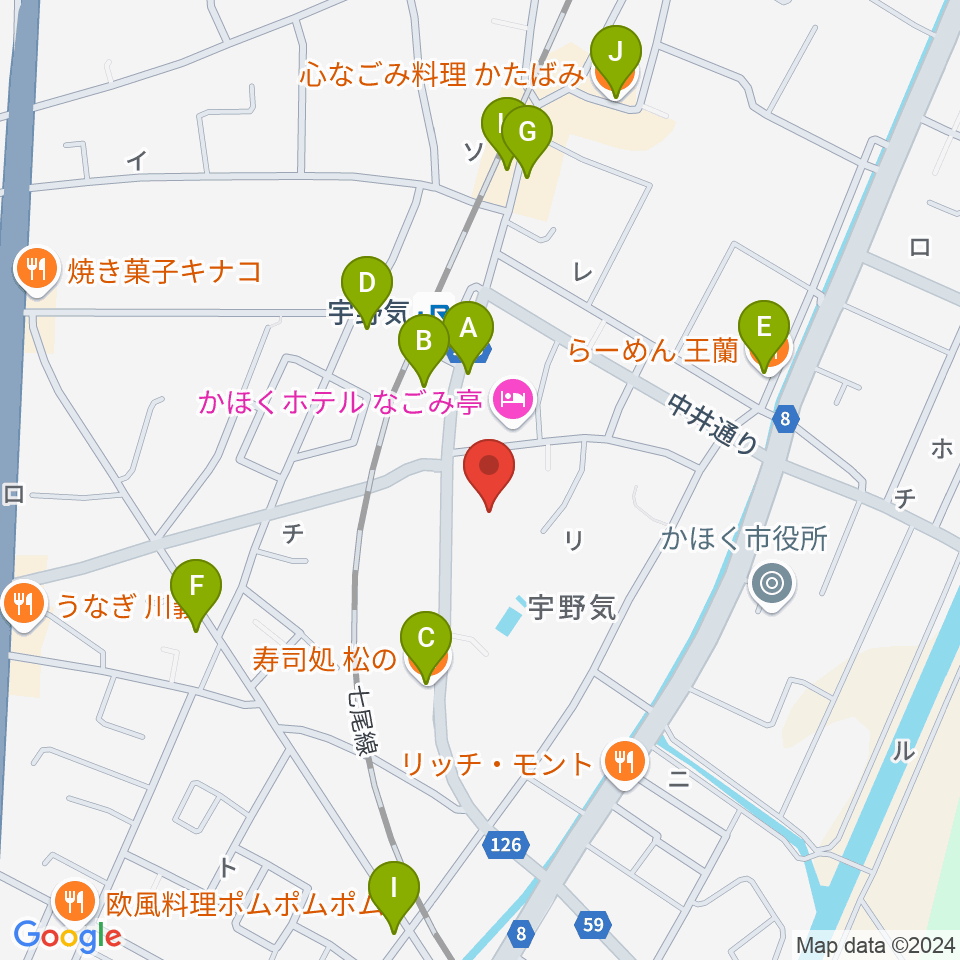 開進堂楽器 MPC宇ノ気周辺のファミレス・ファーストフード一覧地図