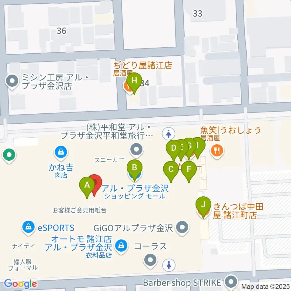 開進堂楽器 MPC諸江周辺のファミレス・ファーストフード一覧地図