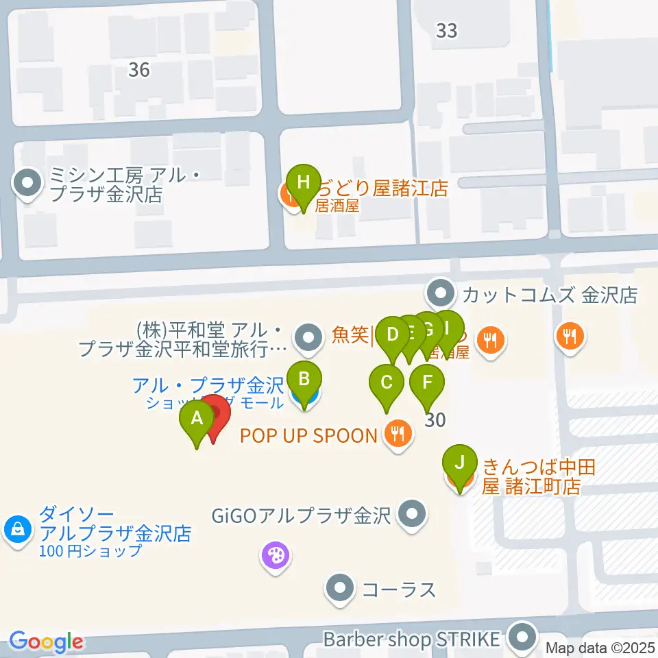 開進堂楽器 MPC諸江周辺のファミレス・ファーストフード一覧地図