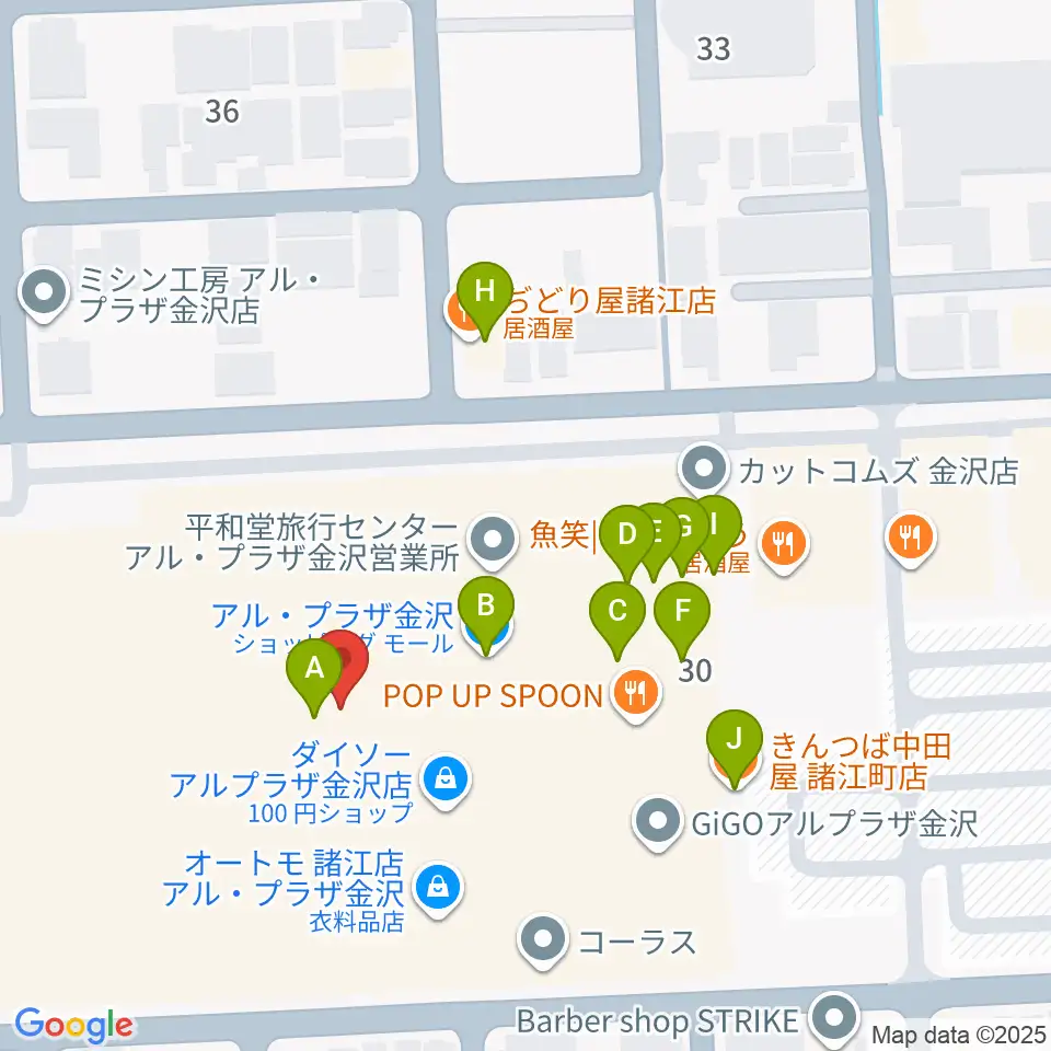 開進堂楽器 MPC諸江周辺のファミレス・ファーストフード一覧地図