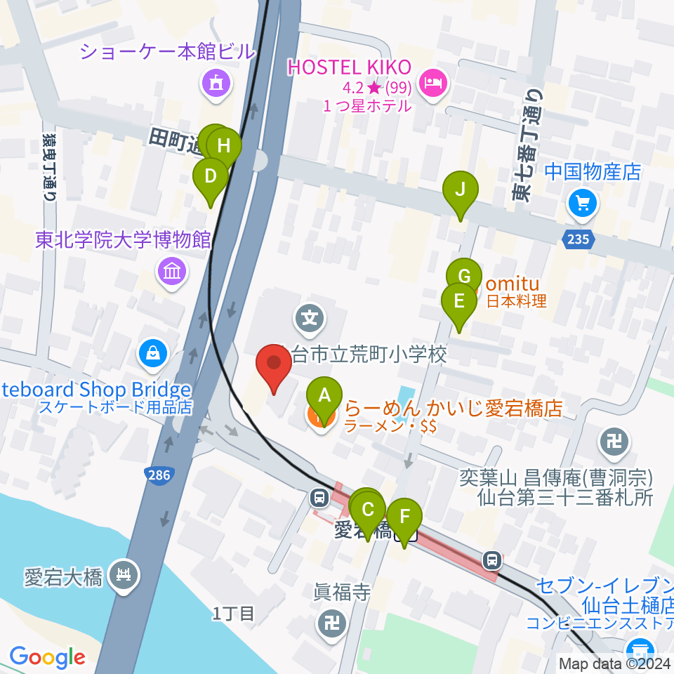 ラジオ3 仙台シティエフエム周辺のファミレス・ファーストフード一覧地図