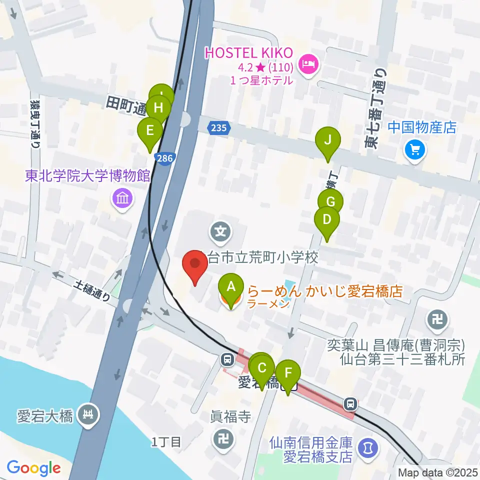 ラジオ3 仙台シティエフエム周辺のファミレス・ファーストフード一覧地図