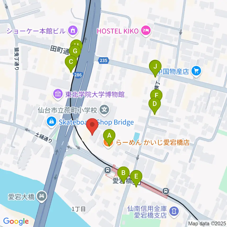 ラジオ3 仙台シティエフエム周辺のファミレス・ファーストフード一覧地図