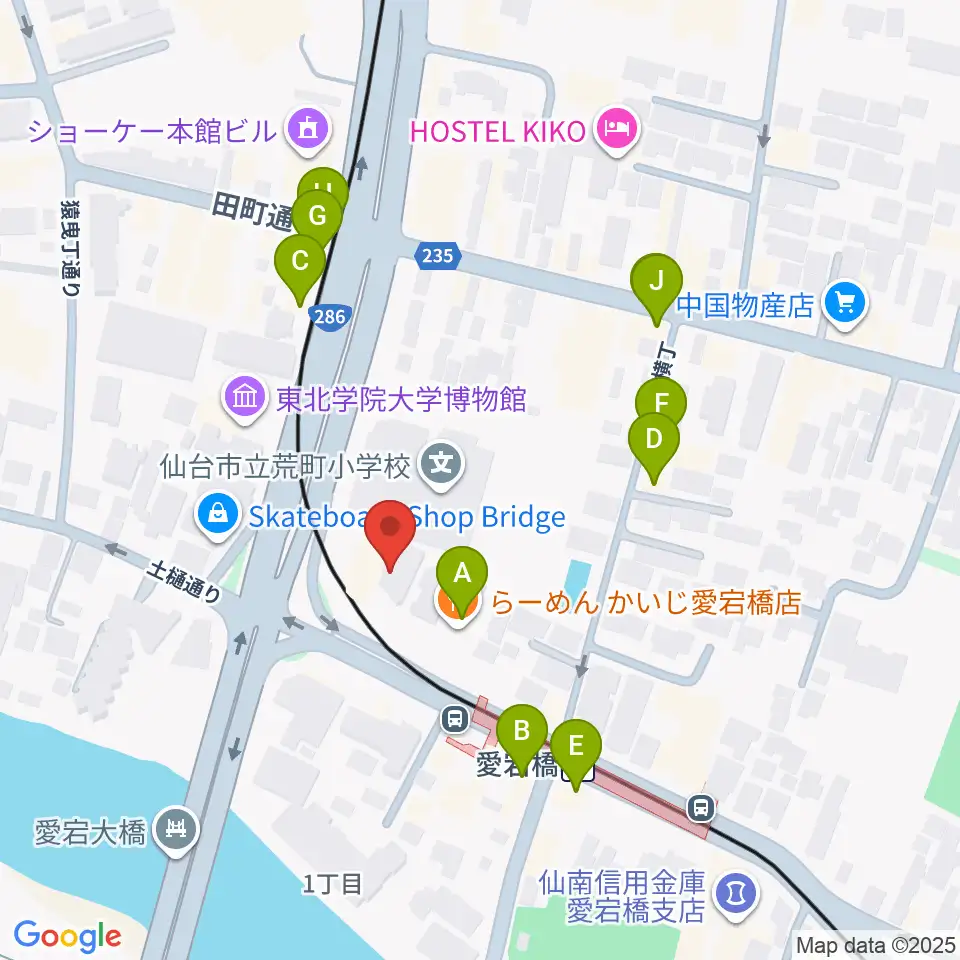 ラジオ3 仙台シティエフエム周辺のファミレス・ファーストフード一覧地図